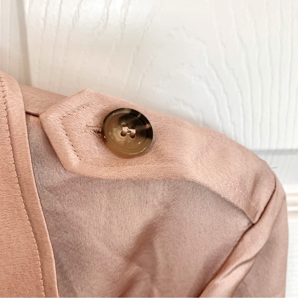 🌟 NWOT VS Beige Long Satin Double-Breasted Trench Coat Robe with Belt Tie Waist - Picture 6 of 9